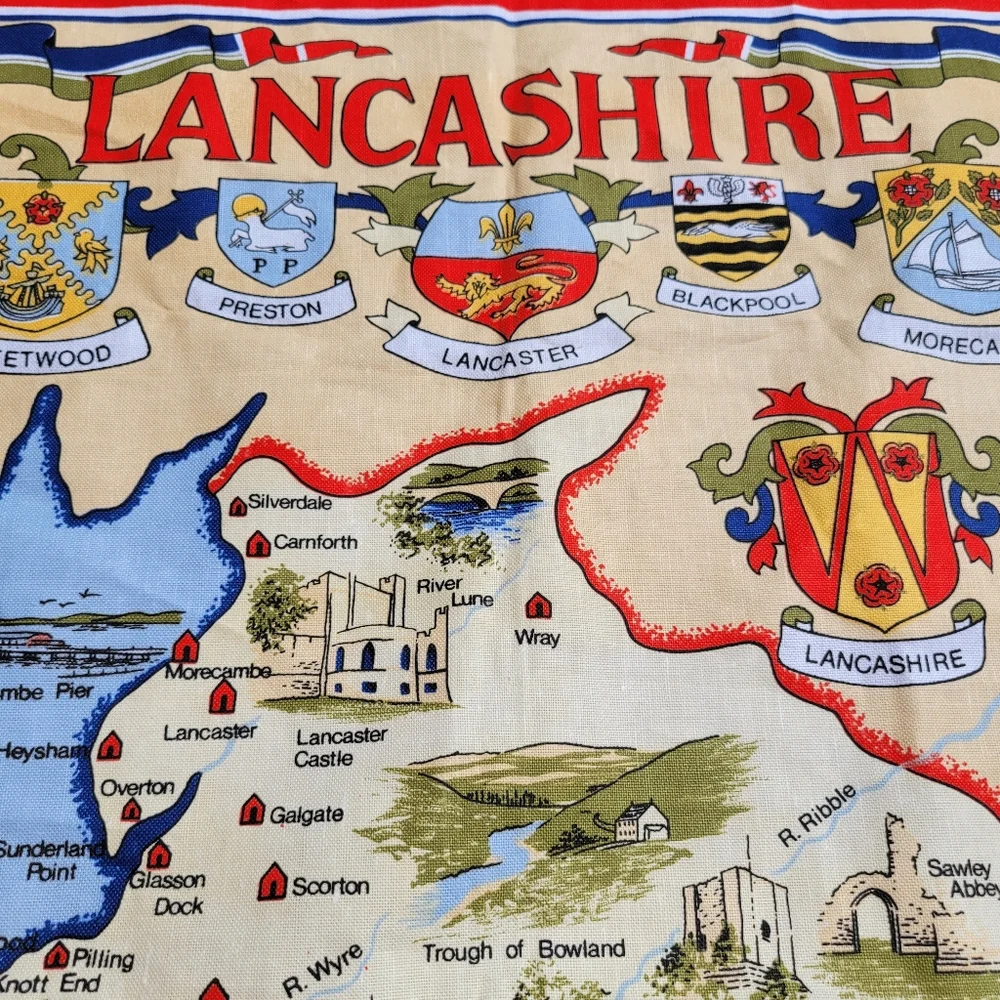 United Kingdom Tea Towels ~ FINAL PRICE! Scotland ~ Lancashire ~ Colorful